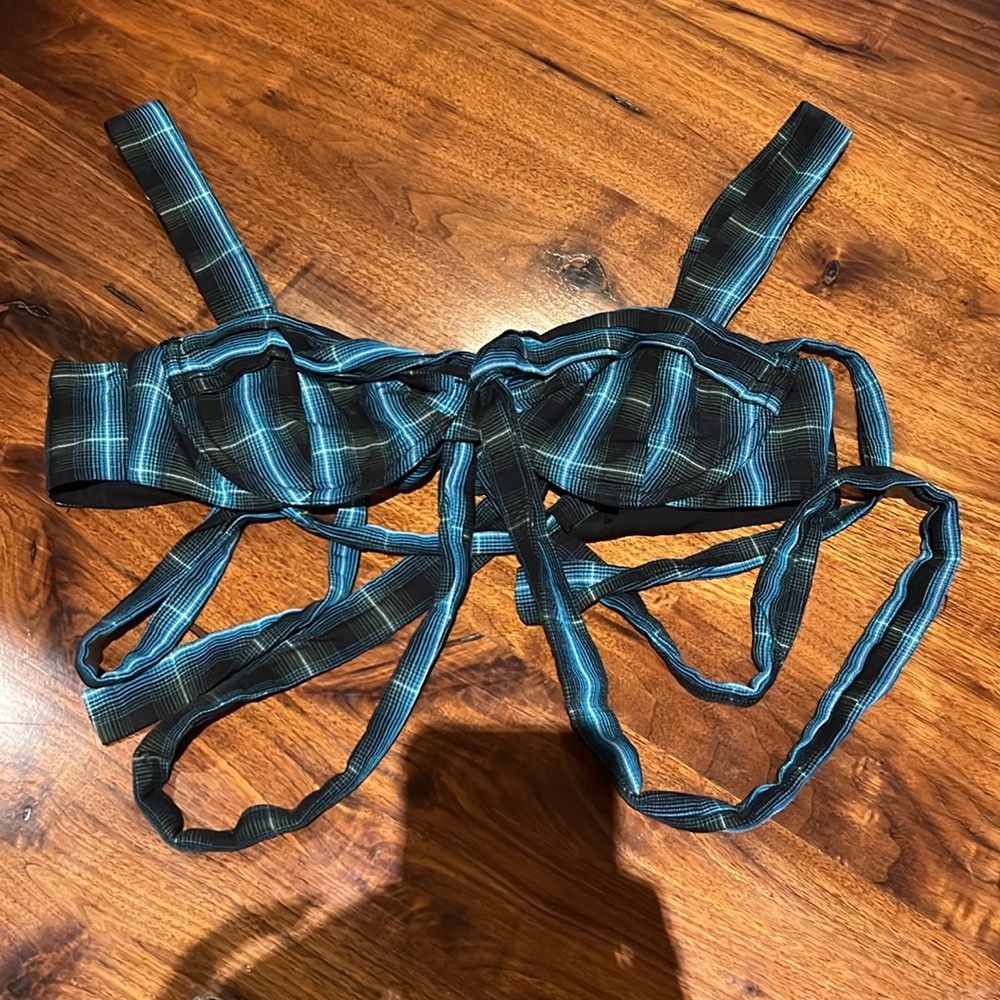 For love and lemons blue printed strap bra top